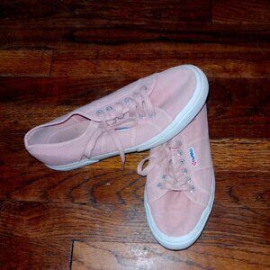 Superga Pink Canvas Sneakers with White Soles Size 10